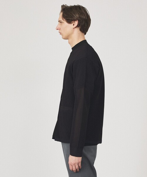 ABAHOUSE（アバハウス）の「2トーン シアーメッシュ 1ボタン カーディガン（カーディガン/ボレロ・メンズ・ブルー系その他/ベージュ/ブラック・48/46/44）」の6枚目の写真