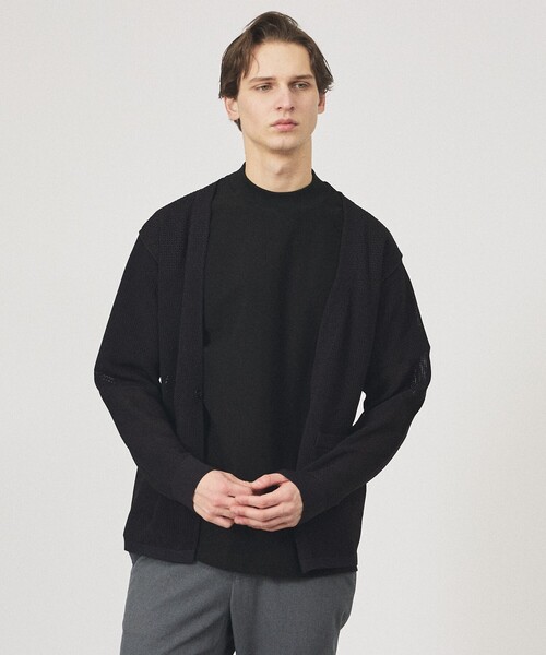 ABAHOUSE（アバハウス）の「2トーン シアーメッシュ 1ボタン カーディガン（カーディガン/ボレロ・メンズ・ブルー系その他/ベージュ/ブラック・48/46/44）」の15枚目の写真