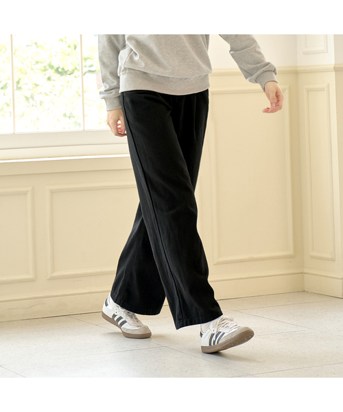 AEXEA（アクシー）の「ベーシックムードピンタックワイドコットンパンツ H09BRD_AXF11324（その他パンツ・レディース・ブラック/ホワイト・2XL/MEDIUM/LARGE/X-LARGE/SMALL）」の2枚目の写真