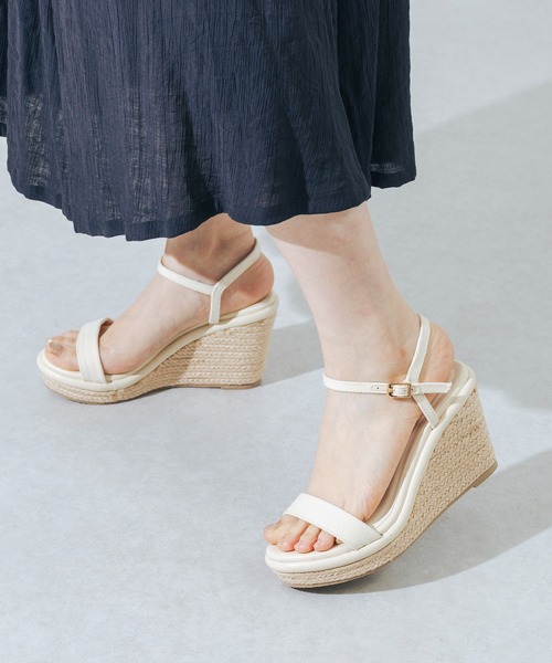 美脚効果・クッション入り】厚底ジュートウエッジサンダル JA4001