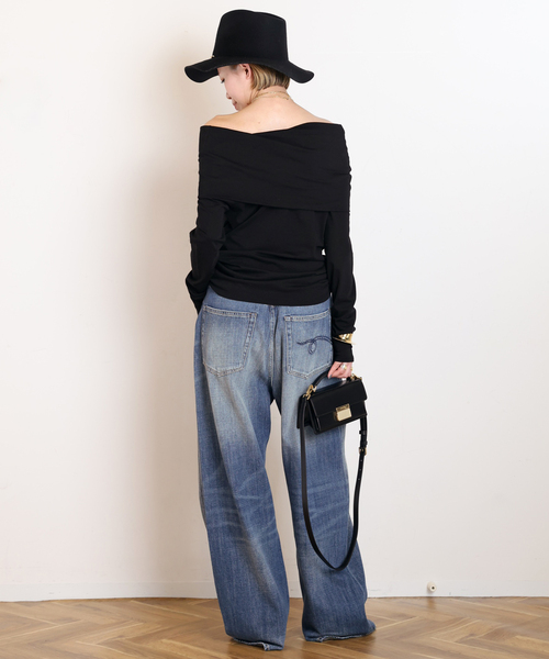 EVERYDAY I LIKE.（エヴリディアイライク）の「*ドレープオフショルダープルオーバー（Tシャツ/カットソー・レディース・ブラック・FREE）」の6枚目の写真