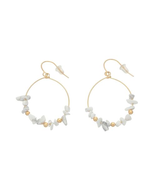 EVRIS(エヴリス)の「STONE HOOP ピアス(ピアス(両耳用)・レディース・ブルー/ホワイト・FREE)」の2枚目の写真