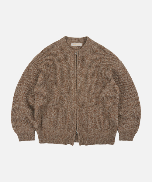 TWEED WOOL ZIP UP CARDIGAN _ BROWN（カーディガン/ボレロ