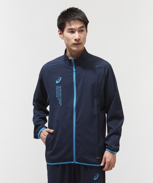 ASICS(アシックス)の「アシックス ASICS クールサマーウーブンジャケット(ジャージ・メンズ・ブラック×ホワイト/ネイビー・M/L/LL)」の2枚目の写真