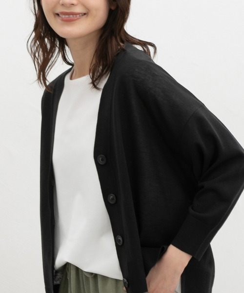 Honeys(ハニーズ)の「【ハニさら・接触冷感・UVカット・遮熱】フレンチ袖Tシャツ(Tシャツ/カットソー・レディース・キャメル/スミクロ/ブラック/オフホワイト/ブルー・L/M/S)」の2枚目の写真