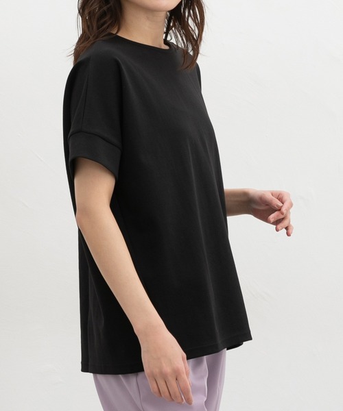 Honeys(ハニーズ)の「【ハニさら・接触冷感・UVカット・遮熱】フレンチ袖Tシャツ(Tシャツ/カットソー・レディース・キャメル/スミクロ/ブラック/オフホワイト/ブルー・L/M/S)」の1枚目の写真