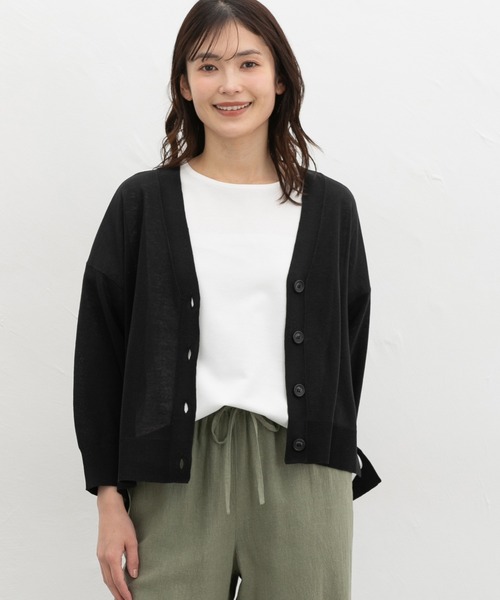 Honeys(ハニーズ)の「【ハニさら・接触冷感・UVカット・遮熱】フレンチ袖Tシャツ(Tシャツ/カットソー・レディース・キャメル/スミクロ/ブラック/オフホワイト/ブルー・L/M/S)」の8枚目の写真