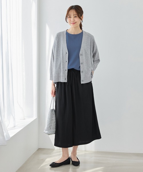 Honeys(ハニーズ)の「【ハニさら・接触冷感・UVカット・遮熱】フレンチ袖Tシャツ(Tシャツ/カットソー・レディース・キャメル/スミクロ/ブラック/オフホワイト/ブルー・L/M/S)」の11枚目の写真