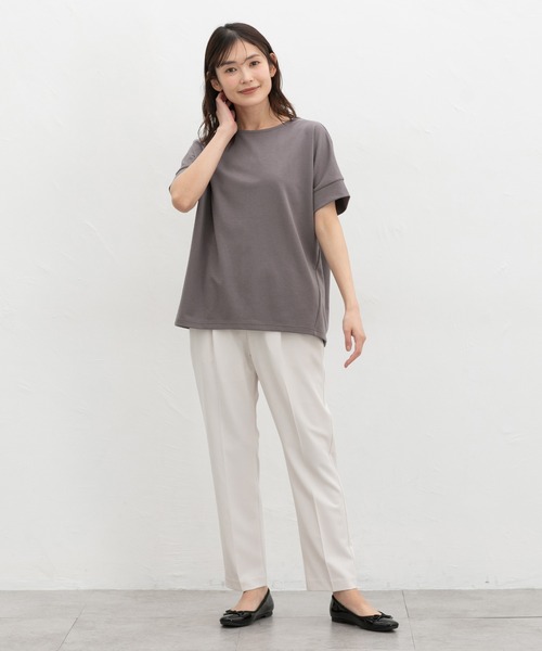 Honeys(ハニーズ)の「【ハニさら・接触冷感・UVカット・遮熱】フレンチ袖Tシャツ(Tシャツ/カットソー・レディース・キャメル/スミクロ/ブラック/オフホワイト/ブルー・L/M/S)」の19枚目の写真