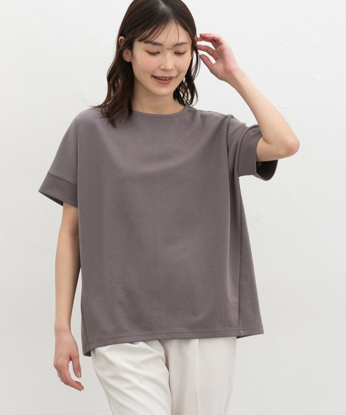 Honeys(ハニーズ)の「【ハニさら・接触冷感・UVカット・遮熱】フレンチ袖Tシャツ(Tシャツ/カットソー・レディース・キャメル/スミクロ/ブラック/オフホワイト/ブルー・L/M/S)」の20枚目の写真