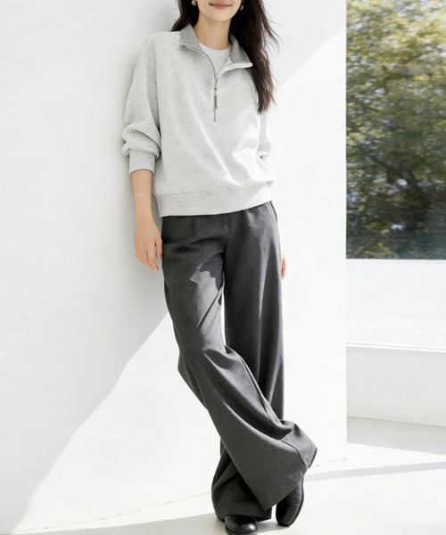 ONEP STAR（ワンピスター）の「チェック柄×ハーフジップトップス（スウェット・レディース・ライトグレー・X-LARGE/LARGE/MEDIUM）」の8枚目の写真