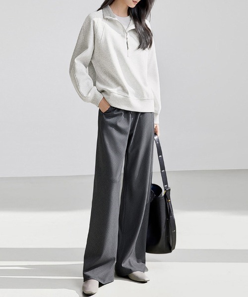 ONEP STAR（ワンピスター）の「チェック柄×ハーフジップトップス（スウェット・レディース・ライトグレー・X-LARGE/LARGE/MEDIUM）」の9枚目の写真