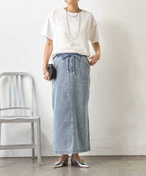 Jena espace merveilleux(ジェナ エスパスメルヴェイユ)の「カットジャガードパネルカットソー(Tシャツ/カットソー・レディース・オフホワイト/チャコールグレー・FREE)」の3枚目の写真