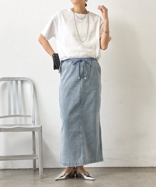 Jena espace merveilleux(ジェナ エスパスメルヴェイユ)の「カットジャガードパネルカットソー(Tシャツ/カットソー・レディース・オフホワイト/チャコールグレー・FREE)」の4枚目の写真
