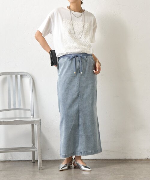 Jena espace merveilleux(ジェナ エスパスメルヴェイユ)の「カットジャガードパネルカットソー(Tシャツ/カットソー・レディース・オフホワイト/チャコールグレー・FREE)」の5枚目の写真