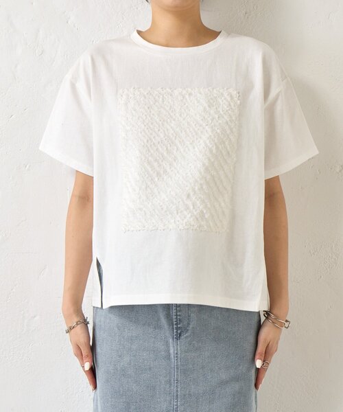 Jena espace merveilleux(ジェナ エスパスメルヴェイユ)の「カットジャガードパネルカットソー(Tシャツ/カットソー・レディース・オフホワイト/チャコールグレー・FREE)」の17枚目の写真