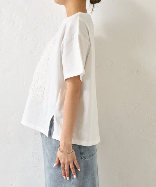 Jena espace merveilleux(ジェナ エスパスメルヴェイユ)の「カットジャガードパネルカットソー(Tシャツ/カットソー・レディース・オフホワイト/チャコールグレー・FREE)」の18枚目の写真