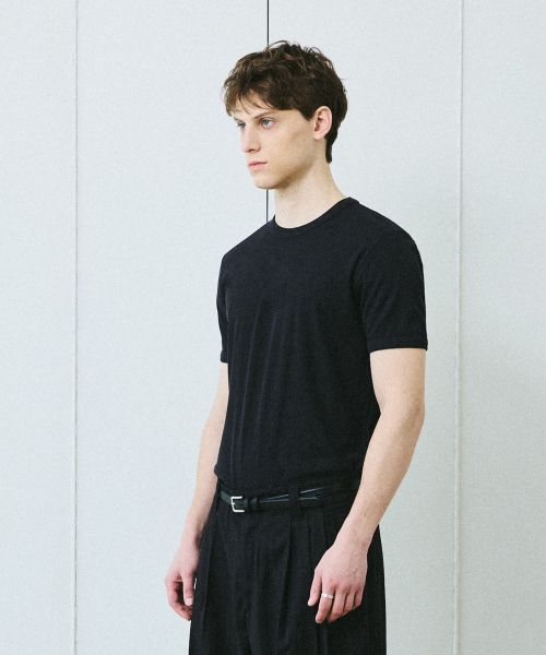 BER DE NOIR(ベールドノワール)の「リブスリムコットンTシャツ(チャコール)(Tシャツ/カットソー・メンズ・チャコール/その他・MEDIUM/LARGE)」の5枚目の写真