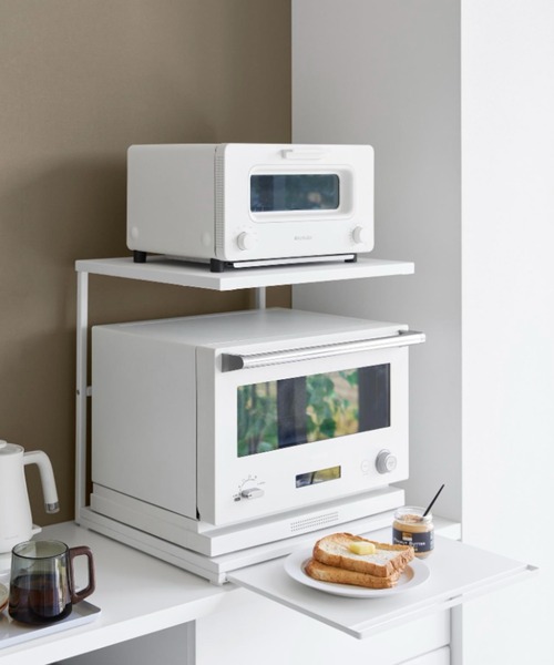 tower（タワー）スライドテーブル付きキッチン家電下ラック 2段