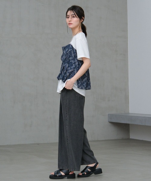 LAKOLE（ラコレ）の「アソートドッキング半袖T / 660004（Tシャツ/カットソー・レディース・ブラック/ホワイト×ブラック/チャコール/ホワイト×ネイビー・FREE）」の13枚目の写真