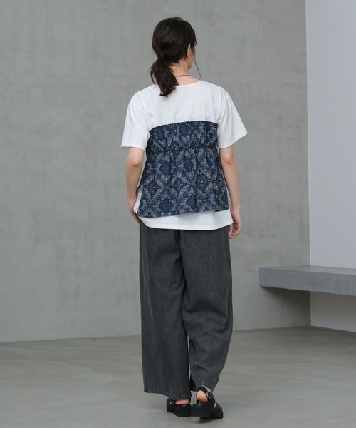 LAKOLE（ラコレ）の「アソートドッキング半袖T / 660004（Tシャツ/カットソー・レディース・ブラック/ホワイト×ブラック/チャコール/ホワイト×ネイビー・FREE）」の14枚目の写真