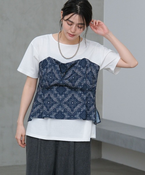 LAKOLE（ラコレ）の「アソートドッキング半袖T / 660004（Tシャツ/カットソー・レディース・ブラック/ホワイト×ブラック/チャコール/ホワイト×ネイビー・FREE）」の15枚目の写真
