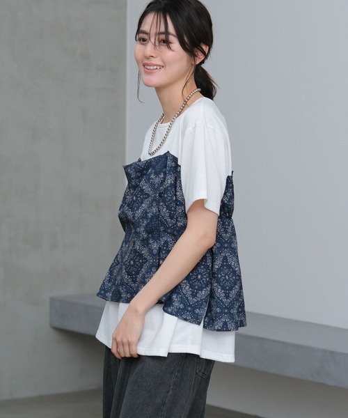 LAKOLE（ラコレ）の「アソートドッキング半袖T / 660004（Tシャツ/カットソー・レディース・ブラック/ホワイト×ブラック/チャコール/ホワイト×ネイビー・FREE）」の16枚目の写真