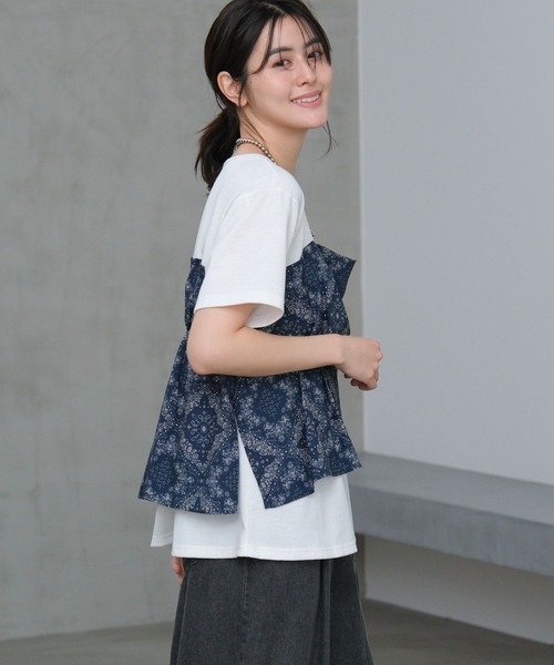 LAKOLE（ラコレ）の「アソートドッキング半袖T / 660004（Tシャツ/カットソー・レディース・ブラック/ホワイト×ブラック/チャコール/ホワイト×ネイビー・FREE）」の18枚目の写真