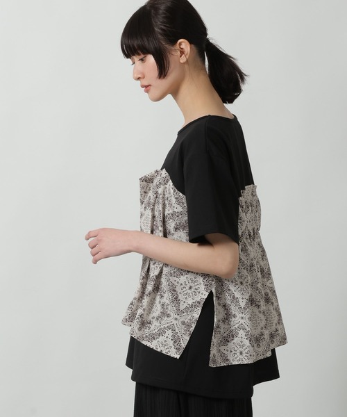 LAKOLE（ラコレ）の「アソートドッキング半袖T / 660004（Tシャツ/カットソー・レディース・ブラック/ホワイト×ブラック/チャコール/ホワイト×ネイビー・FREE）」の7枚目の写真