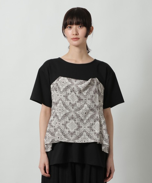 LAKOLE（ラコレ）の「アソートドッキング半袖T / 660004（Tシャツ/カットソー・レディース・ブラック/ホワイト×ブラック/チャコール/ホワイト×ネイビー・FREE）」の9枚目の写真