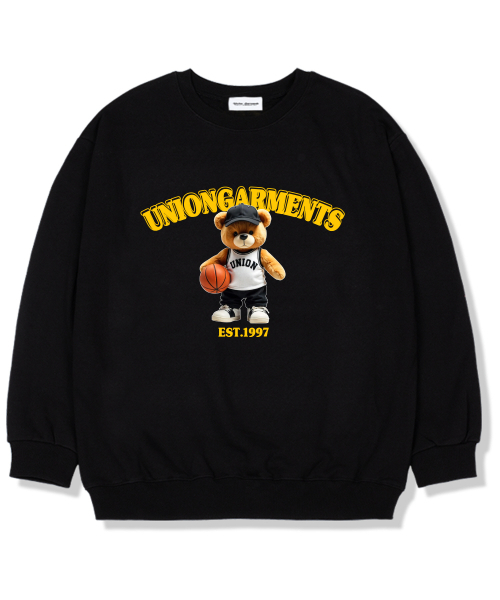 Union Garments(ユニオンガーメンツ)の「バスケットボールベア 裏起毛 オーバーサイズ スウェットシャツ ブラック(スウェット・レディース・その他・L/XL/XXL)」の1枚目の写真