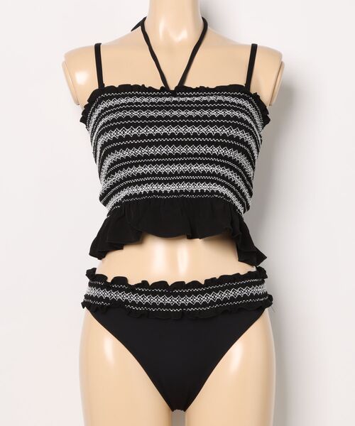 Beach Queen（ビーチクイーン）の「Beach Queen/ビーチクイーン ｼｬｰﾘﾝｸﾞﾋﾞﾌﾞﾄｯﾌﾟﾋﾞｷﾆ 水着 413130（水着・レディース・ブルー/ホワイト/ブラック・M）」の2枚目の写真