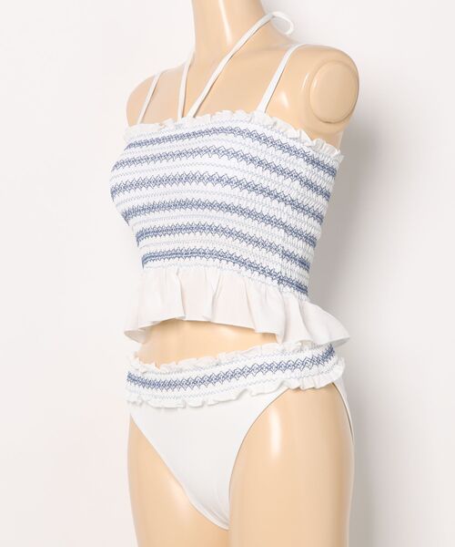 Beach Queen（ビーチクイーン）の「Beach Queen/ビーチクイーン ｼｬｰﾘﾝｸﾞﾋﾞﾌﾞﾄｯﾌﾟﾋﾞｷﾆ 水着 413130（水着・レディース・ブルー/ホワイト/ブラック・M）」の4枚目の写真