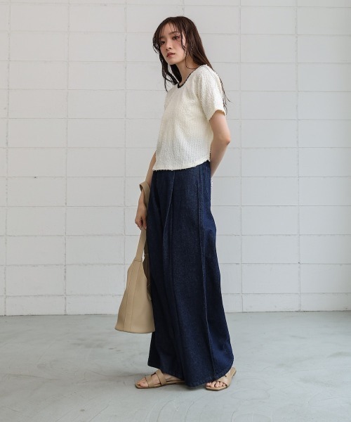 Bab(バブ)の「配色パイピングシャギーカットトップス(Tシャツ/カットソー・レディース・ブラック/アイボリー/ブルー・FREE)」の12枚目の写真