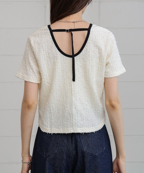 Bab(バブ)の「配色パイピングシャギーカットトップス(Tシャツ/カットソー・レディース・ブラック/アイボリー/ブルー・FREE)」の20枚目の写真