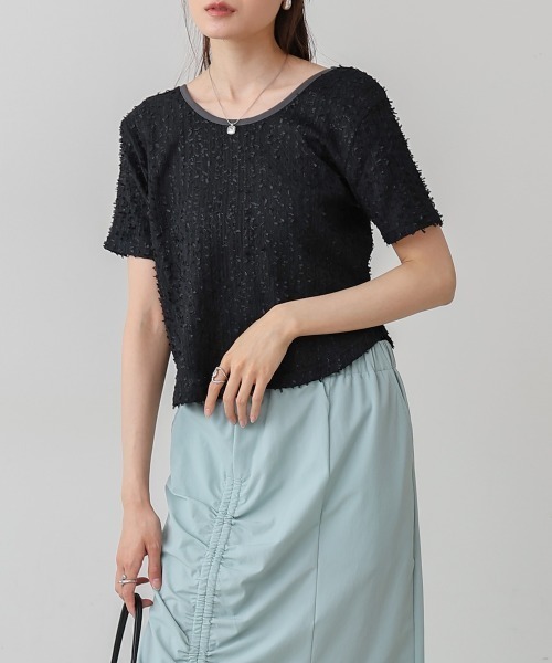 Bab(バブ)の「配色パイピングシャギーカットトップス(Tシャツ/カットソー・レディース・ブラック/アイボリー/ブルー・FREE)」の22枚目の写真