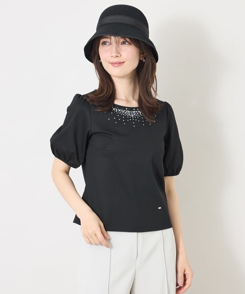 セール】ビジュー＆ホットフィックス カットソー（Tシャツ/カットソー