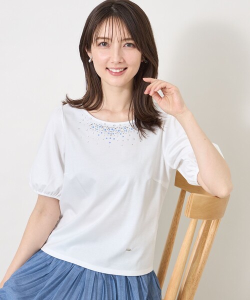 TO BE CHIC(トゥー ビー シック)の「ビジュー&ホットフィックス カットソー(Tシャツ/カットソー・レディース・オフホワイト/ブラック/ネイビー/ピンク系その他2・40)」の15枚目の写真