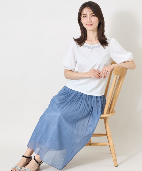 TO BE CHIC(トゥー ビー シック)の「ビジュー&ホットフィックス カットソー(Tシャツ/カットソー・レディース・オフホワイト/ブラック/ネイビー/ピンク系その他2・40)」の7枚目の写真
