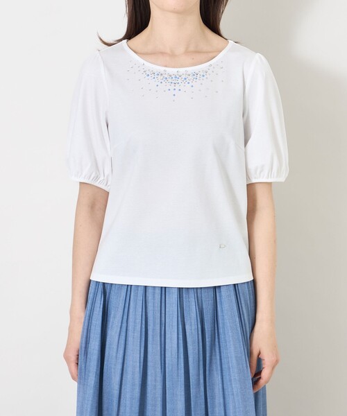TO BE CHIC(トゥー ビー シック)の「ビジュー&ホットフィックス カットソー(Tシャツ/カットソー・レディース・オフホワイト/ブラック/ネイビー/ピンク系その他2・40)」の8枚目の写真