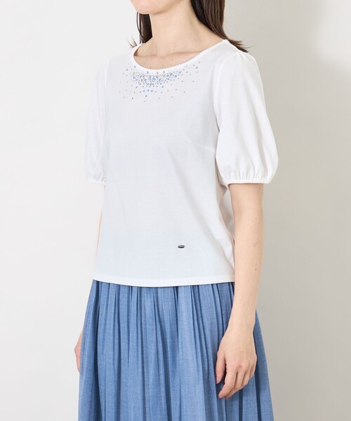 TO BE CHIC(トゥー ビー シック)の「ビジュー&ホットフィックス カットソー(Tシャツ/カットソー・レディース・オフホワイト/ブラック/ネイビー/ピンク系その他2・40)」の9枚目の写真