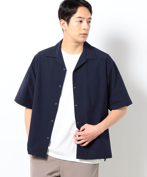 Grand PARK(グランドパーク)の「ストレッチリップ オープンカラーシャツ(シャツ/ブラウス・メンズ・カーキ/ブラック/ベージュ/ネイビー・L/M)」の4枚目の写真