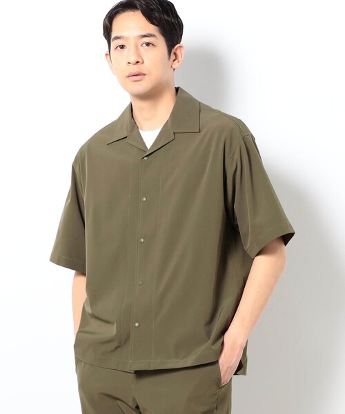 Grand PARK(グランドパーク)の「ストレッチリップ オープンカラーシャツ(シャツ/ブラウス・メンズ・カーキ/ブラック/ベージュ/ネイビー・L/M)」の1枚目の写真
