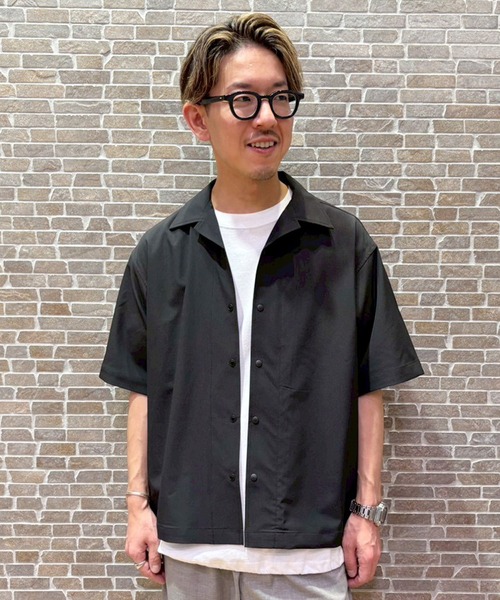 Grand PARK（グランドパーク）の「ストレッチリップ オープンカラーシャツ（シャツ/ブラウス・メンズ・カーキ/ブラック/ベージュ/ネイビー・L/M）」の2枚目の写真
