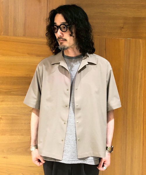 Grand PARK（グランドパーク）の「ストレッチリップ オープンカラーシャツ（シャツ/ブラウス・メンズ・カーキ/ブラック/ベージュ/ネイビー・L/M）」の19枚目の写真
