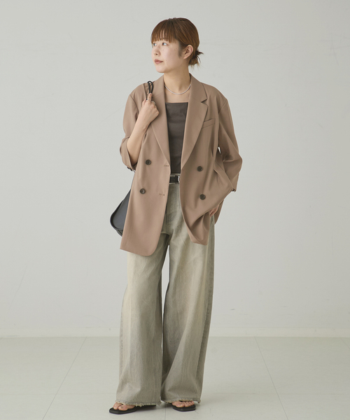 journal standard L'essage(ジャーナルスタンダードレサージュ)の「《セットアップ可》POPLIN タックジャケット(その他アウター・レディース・チャコールグレー/ベージュ・FREE)」の16枚目の写真