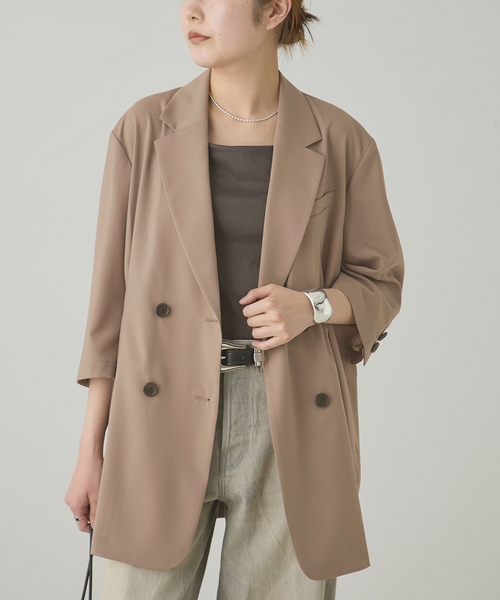 journal standard L'essage(ジャーナルスタンダードレサージュ)の「《セットアップ可》POPLIN タックジャケット(その他アウター・レディース・チャコールグレー/ベージュ・FREE)」の22枚目の写真