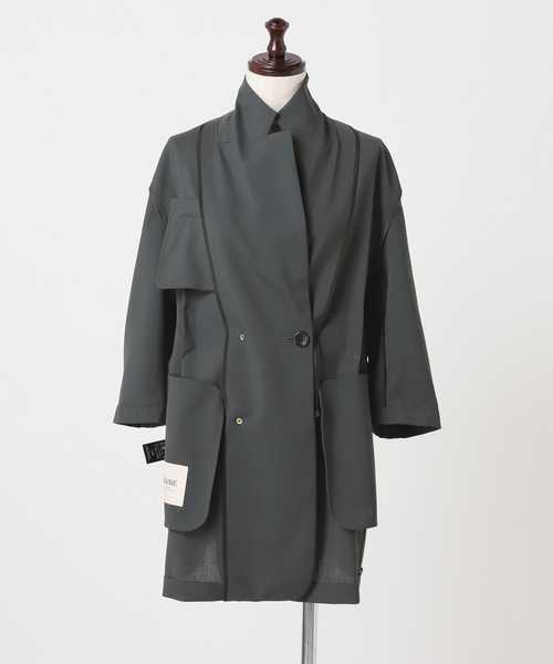 journal standard L'essage(ジャーナルスタンダードレサージュ)の「《セットアップ可》POPLIN タックジャケット(その他アウター・レディース・チャコールグレー/ベージュ・FREE)」の8枚目の写真