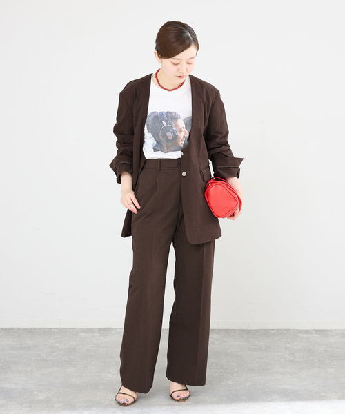 IENA(イエナ)の「《一部カラー店舗限定》ウォッシャブルコットンサブレイージースラックス(スラックス・レディース・ブラウン/ブラック・38/36)」の5枚目の写真