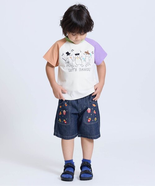 BIT'Z(ビッツ)の「FOOD刺繍ハーフパンツ(デニムパンツ・キッズ・ブルー/サックスブルー・120/110/100/95/90/80)」の3枚目の写真